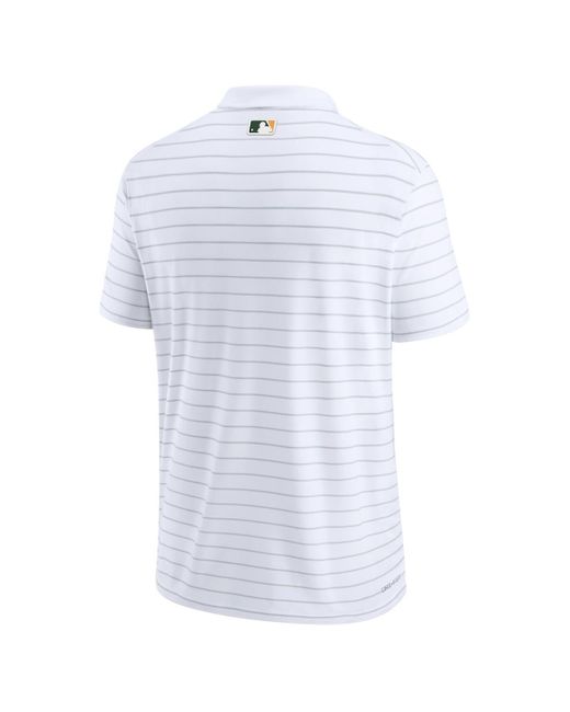 Nike White Oakland Athletics Authentic Collection Striped Performance Pique Polo Shirt for men