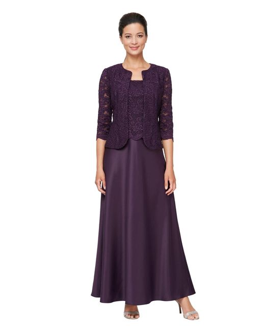 Alex Evenings Petite Lace Dress And Jacket in Purple | Lyst