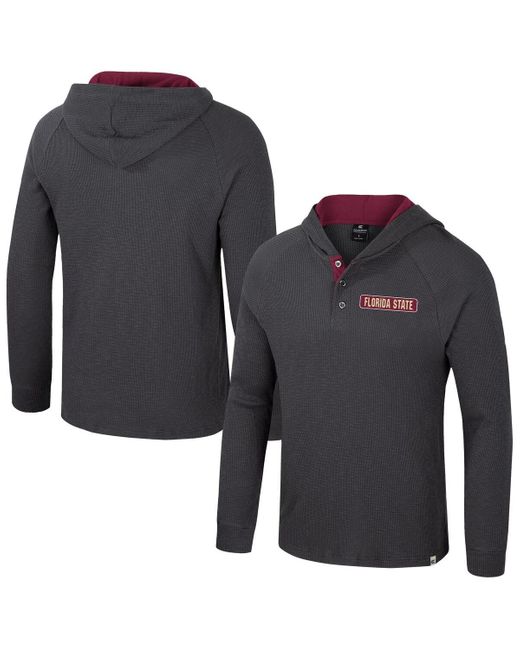 Colosseum Athletics Black Florida State Seminoles Dujour Raglan Long Sleeve Henley Hoodie T-shirt for men