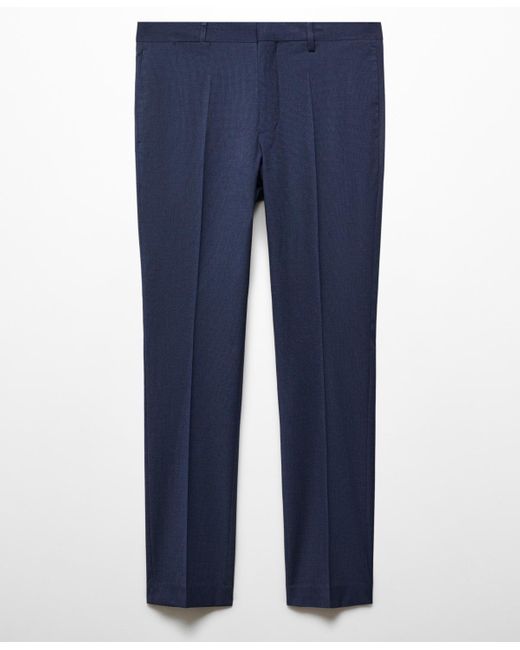 Mango Blue Super Slim-fit Printed Suit Pants