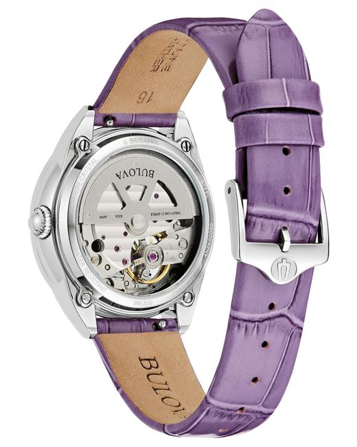 Bulova Metallic Automatic Leather Strap Watch 34.5mm
