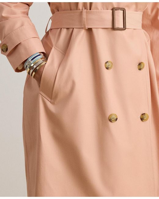 Ralph Lauren Natural Plus Size Double-breasted Belted Trench Coat