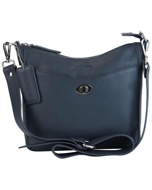 Mancini Blue Pebble Elizabeth Leather Crossbody Handbag