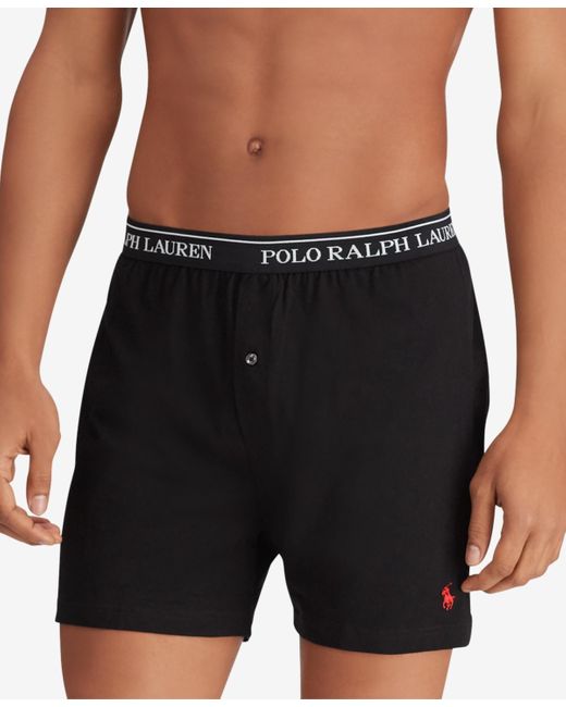 Polo Ralph Lauren Black 3-pack. Cotton Classic Knit Boxers for men