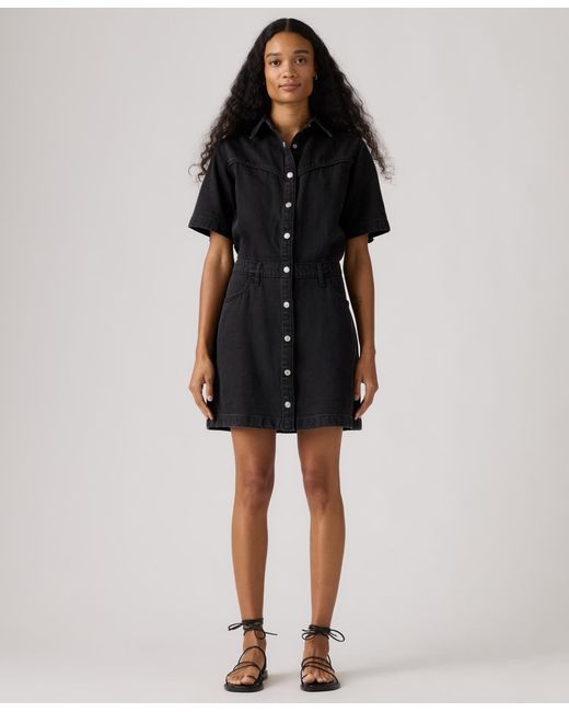 levi's western denim dress Levi's western denim midi dress in light blue