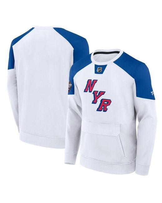 Fanatics Blue New York Rangers 2024 Nhl Stadium Series Authentic Pro Fleece Logo Pullover Sweatshirt for men