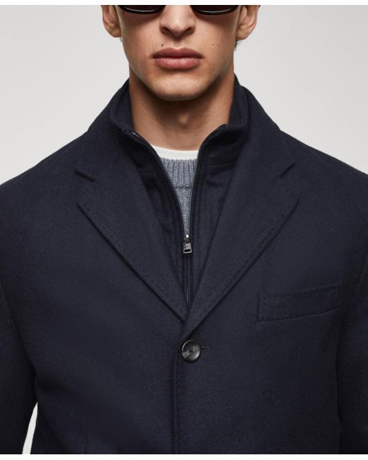 Mango Blue Quilted Wool Jacket for men