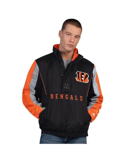 Starter Black Cincinnati Bengals Thursday Night Gridiron Half-zip Jacket for men