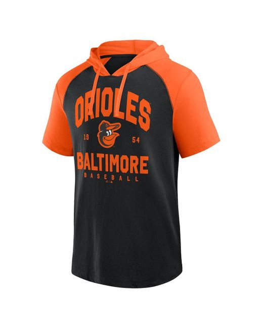 Fanatics Orange Baltimore Orioles Prime Raglan Short Sleeve Hoodie T-shirt for men