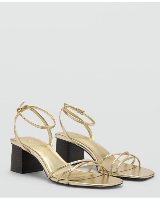 Mango White Straps Heeled Sandals