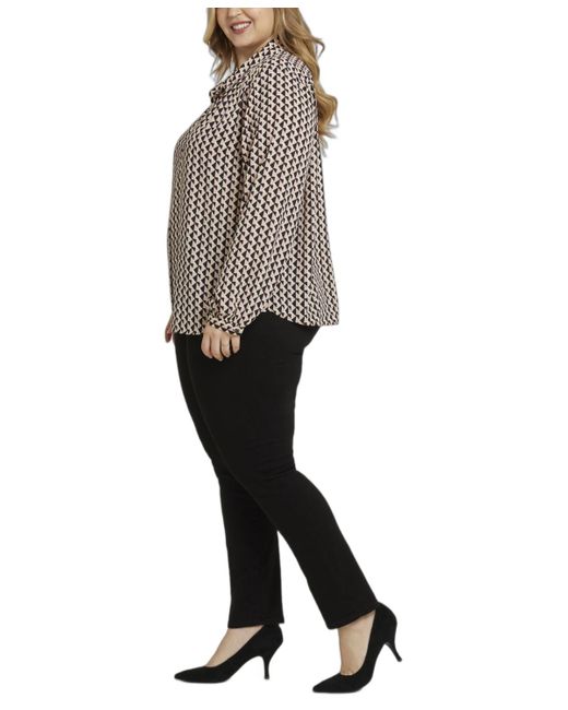 NYDJ Multicolor Plus Size Modern Blouse Point Collar Top