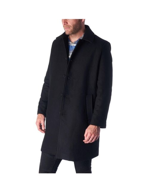 Alpine Swiss Blue Orson Wool Blend Top Coat Winter Car Coat Long Tailored Jacket for men