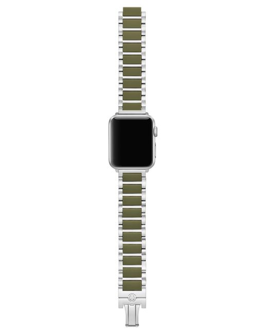 Tory Burch White The Kira Green Silicone & Stainless Steel Bracelet For Apple Watch 38mm-46mm