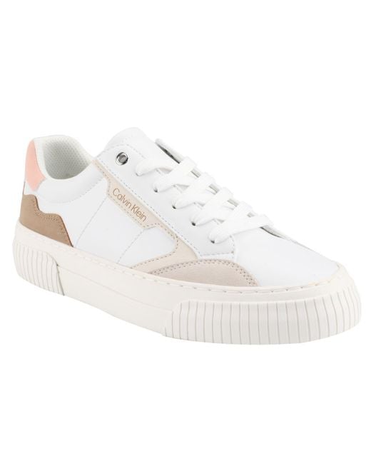 Calvin Klein Gabbin Lace-up Sneakers in White | Lyst