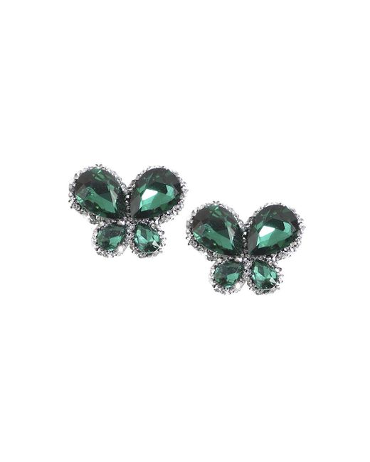 SOH Green Embellished Butterfly Stud Earrings