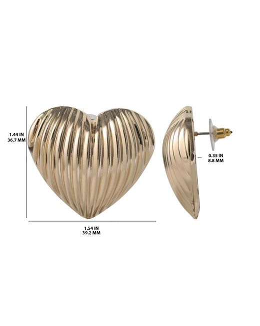 BCBGeneration Metallic Bcbg Generation Ribbed Heart Button Earrings