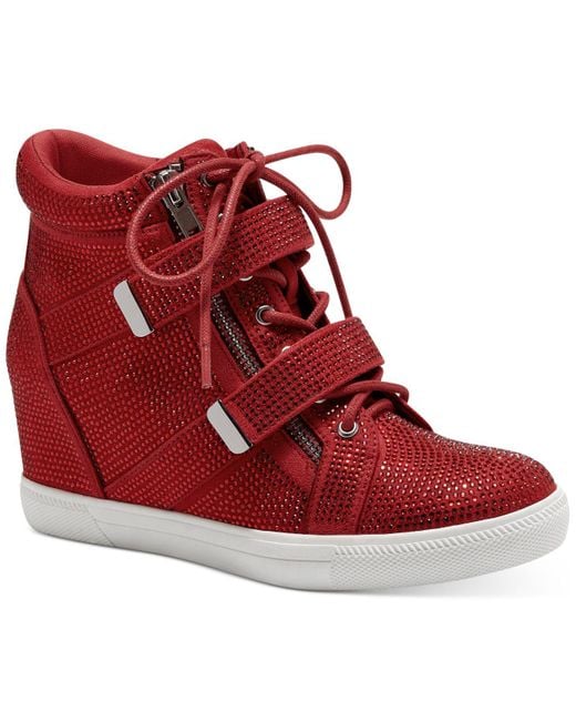 INC International Concepts Red Debby Wedge Sneakers, Created For Macy's