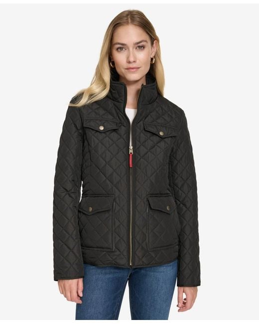 Nautica Black Solid Quilted Jacket