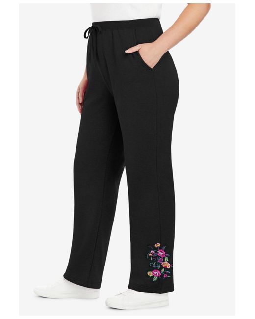 Woman Within Black Within Tall Better-fleece Pull-on Drawstring Sweatpants