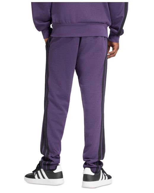Adidas Purple Essentials Regular-fit 3-stripes Track Pants for men