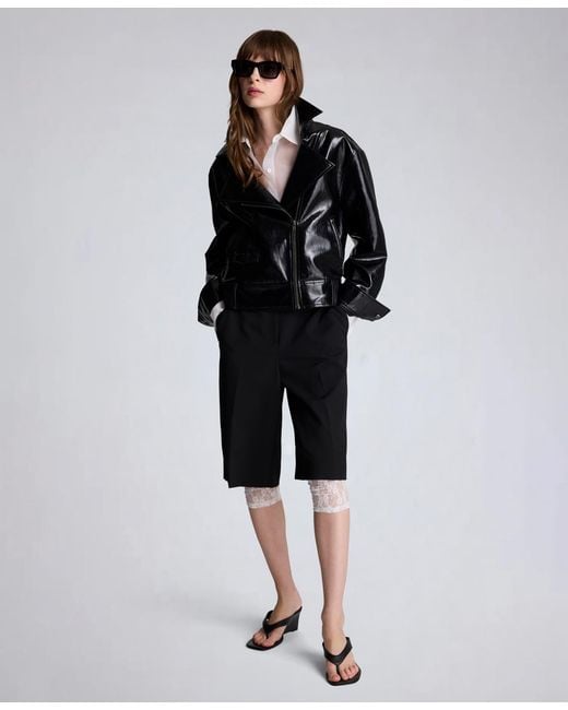 Kenneth Cole Black Moto Collared Neck Jacket