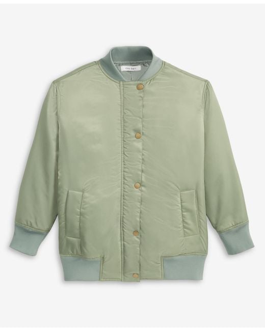 On 34th Green Oversized Bomber Jacket