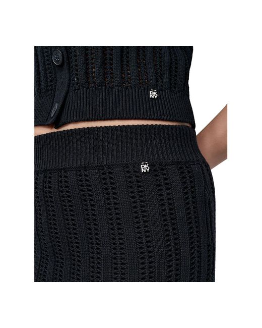 DKNY Black Cable Pointelle-stitch Skirt