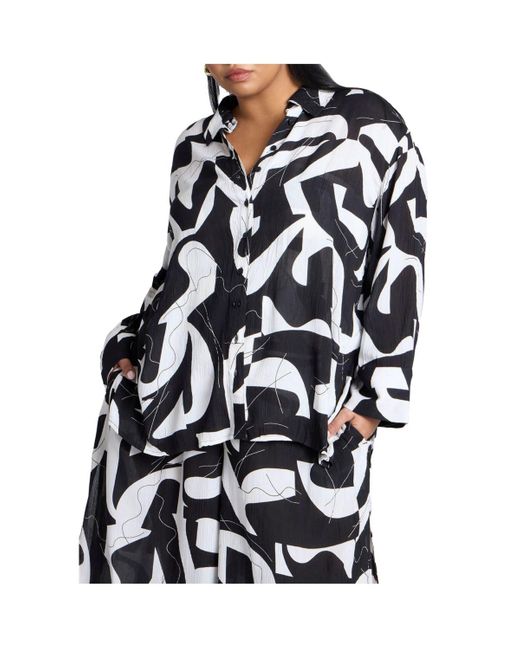 Eloquii Blue Plus Size Plus Size Printed Cover-up Top