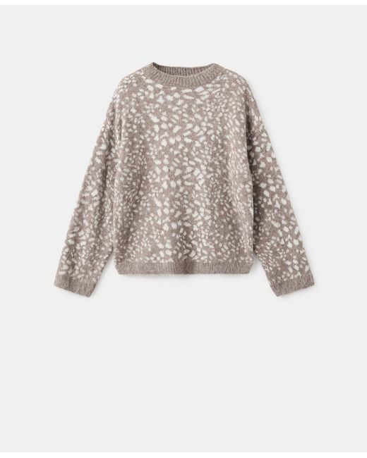 Mango Gray Animal Print Sweater