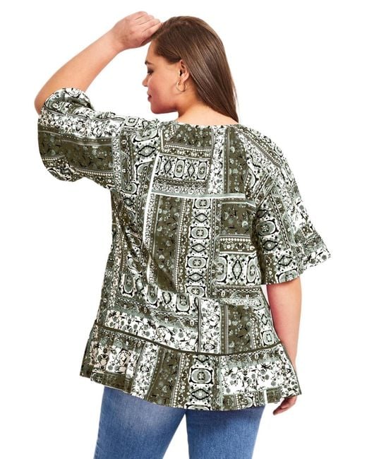 Avenue Green Flutter Sleeve Top
