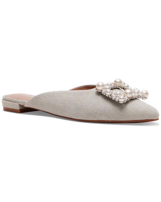 Madden Girl White Ditzy Embellished Pointed-toe Flat Mules