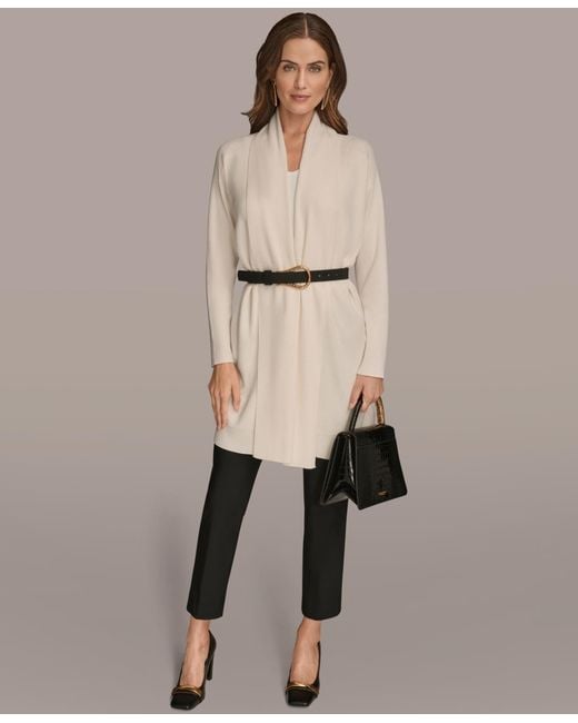 Donna Karan Natural Belted Open-front Cardigan