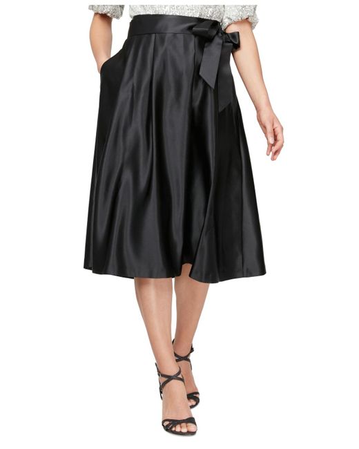 Alex Evenings Black Petite Ponte Midi Ball Gown Skirt