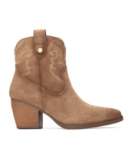 Xti Brown Italian Western Suede Booties Refresh Collection By