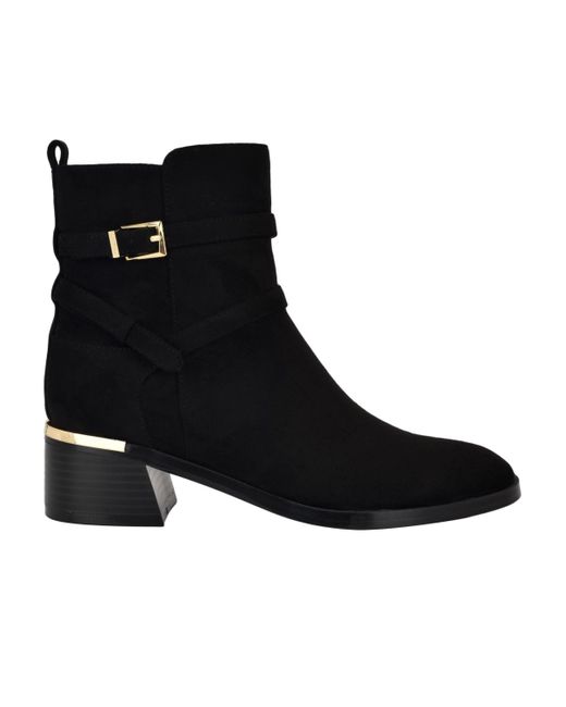 Calvin Klein Black Jasen Block Heel Almond Toe Dress Booties