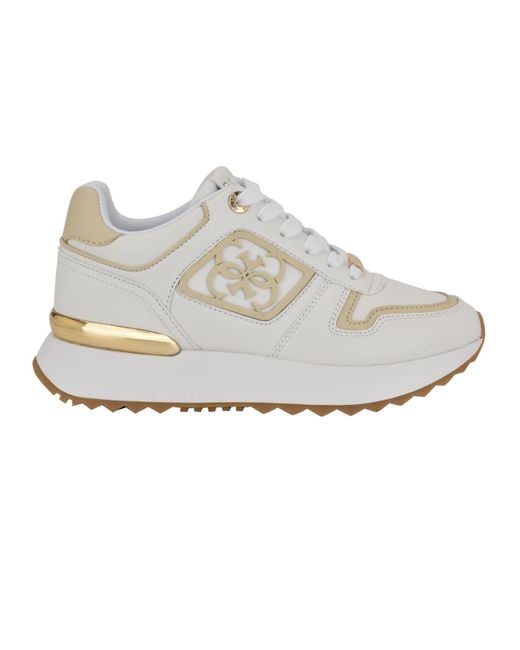 Guess White Koyaa Quattro G Logo Retro jogger Sneakers