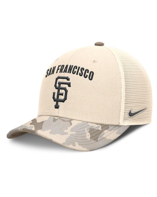 Nike Natural San Francisco Giants Camo Pack Rise Adjustable Trucker Hat for men