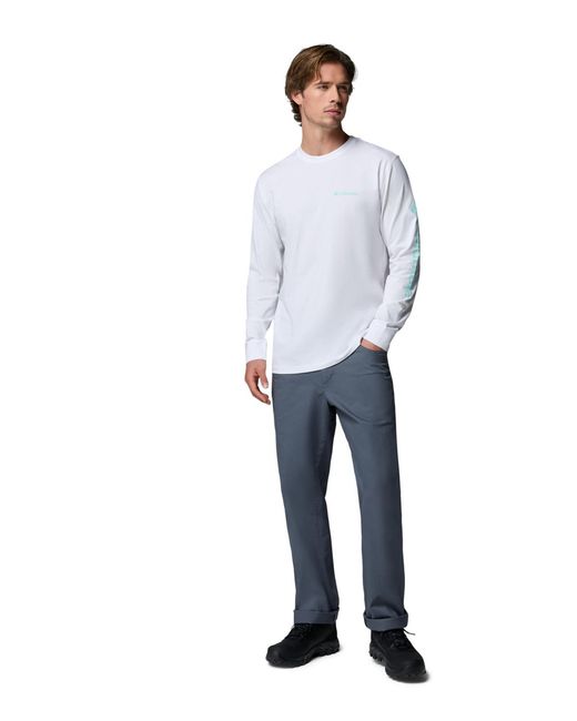 Columbia White Fundamental Graphic Long-sleeve T-shirt for men