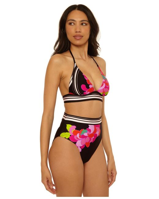 Trina Turk Black Bougainvillea Reversible V-neck Top