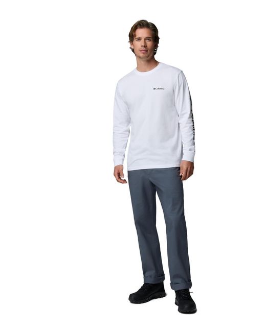 Columbia White Fundamental Graphic Long-sleeve T-shirt for men