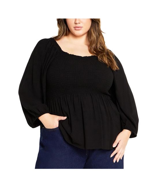 City Chic Black Plus Size Poppy Top