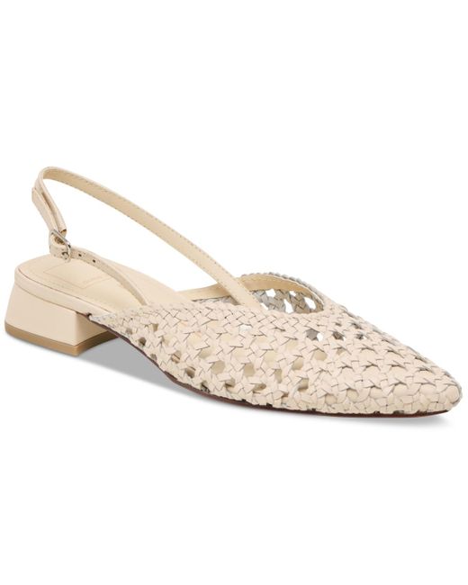 Dolce Vita White Birdie Slingback Woven Block-heel Flats