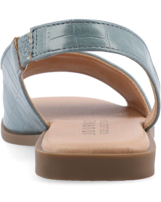 Journee Collection Blue Brinsley Teture Slingback Flat Sandals