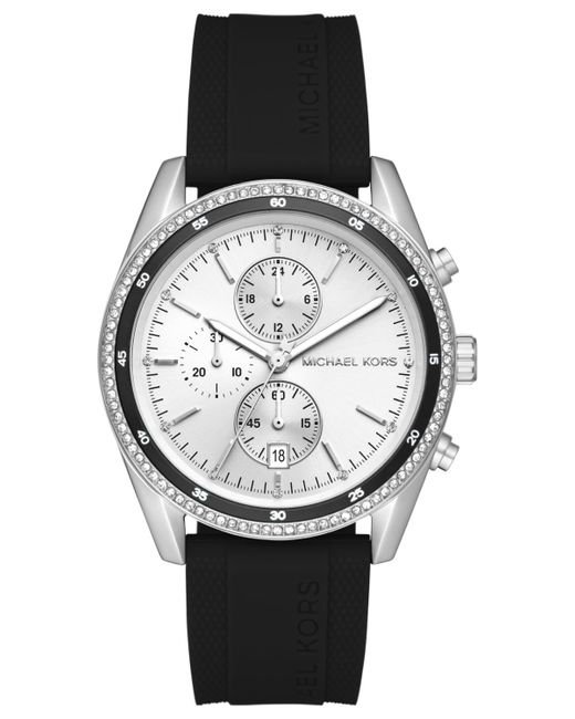 Michael Kors Black Hadyn Chronograph Silicone Watch 42mm