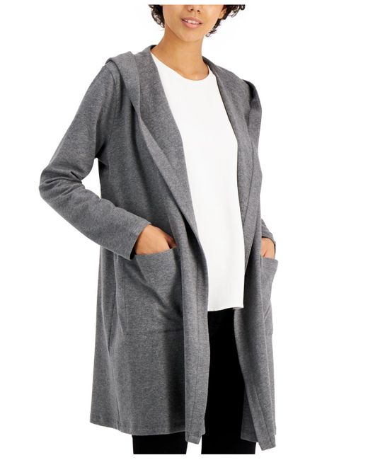 Eileen Fisher Gray Hooded Jacket, Regular & Petite