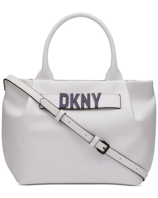 DKNY Gray Pilar Medium Leather Satchel