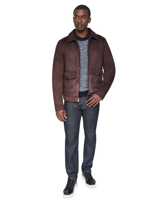DKNY Brown Suede Zip-front Hipster Jacket for men