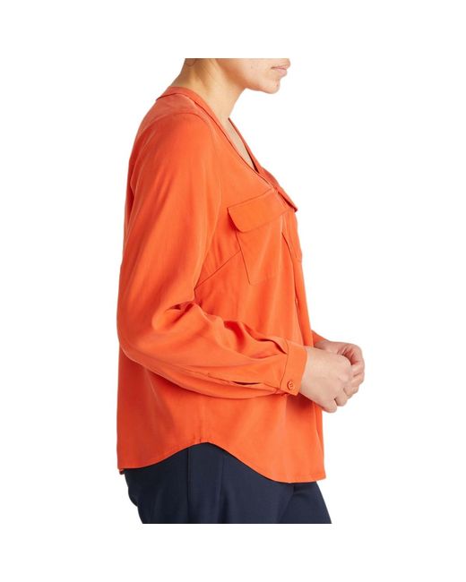 UNIVERSAL STANDARD Orange Plus Size Stretch Cupro Button-down Blouse
