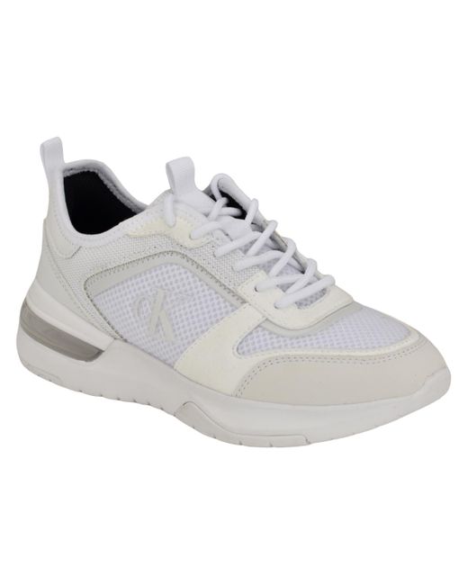 Calvin Klein White Jazmeen Lace-up Round Toe Casual Sneakers