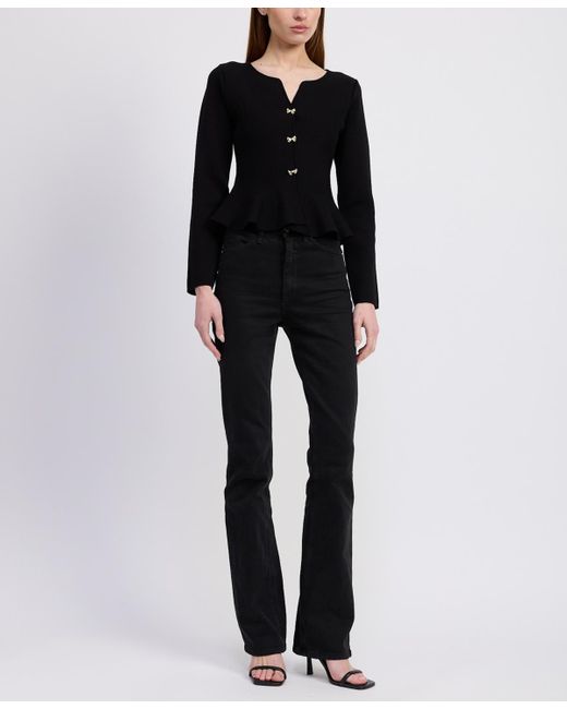 En Saison Black Idah Button Front Cardigan Sweater